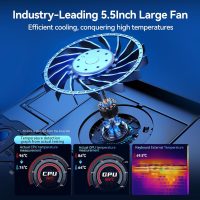 llano V12 RGB Laptop Cooling Pad, Gaming Laptop Cooler with 5.5 Inch Powerful Turbofan, Fast Cooling Laptop 15.6-21in, Adjustable Speed, Touch Control, LCD Screen, Black - Image 2