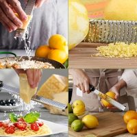 Lemon Zester, Stainless Steel Kitchen Cheese Grater, Ergonomic Soft Black Handle (11 Inch x 1 Inch) - Image 4