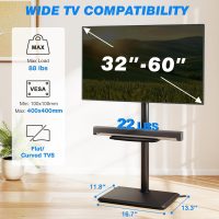 Rfiver Swivel Floor TV Stand with Mount for 32-60 Inch TVs up to 88lbs, Height Adjustable TV Mount with Wood Base & Shelf, Space-Saving Design Tall TV Stands for Living Room, Bedroom, Corner - Image 6