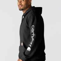 Carhartt Men's Midweight Signature Sleeve Logo Hooded Sweatshirt - Image 3