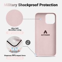AOTESIER Shockproof Designed for iPhone 14 Pro Max Case, [Food Grade Silicone] [Military Drop Protection] with Anti-Scratch Lining Protective Phone Case for 14 ProMax, 6.7 inch, Chalk Pink - Image 5