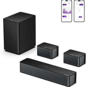 ULTIMEA 5.1 Sound Bar for Smart TV, Virtual Surround Sound System for TV, 320W Peak Power, Adjustable Surround Speakers and Subwoofer, APP Control, Home Theater Soundbar Poseidon D50(2025 New Model)