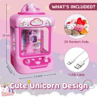 Claw Machine for Kids, Mini Vending Machine Girls Unicorn Toys, Candy Grabber Prize Dispenser with Sound & 20 Mini Plush Toys, Electronic Arcade Game Indoor Toy for Home Party Birthday Gifts - Image 7