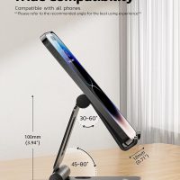 Nulaxy Dual Folding Cell Phone Stand, Fully Adjustable Foldable Desktop Phone Holder Cradle Dock Compatible with Phone 16 15 14 13 12 11 Pro Xs Xs Max Xr X 8, Nintendo Switch, All Phones - Image 4