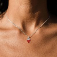 Playful Strawberry Necklace with Adjustable Chain for Casual Wear - Image 2