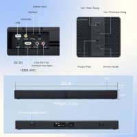 Sound Bar, Bass Speakers for Smart TV with Dual Subwoofer 3D Surround Sound System, 32 Inch 2.2CH Home Theater Audio Soundbar, HDMI ARC Connection, 2 in 1 Detachable & Wall Mountable - Image 9