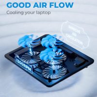 havit HV-F2056 15.6"-17" Laptop Cooler Cooling Pad - Slim Portable USB Powered (3 Fans), Black/Blue - Image 7