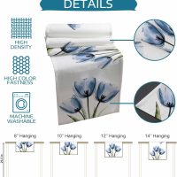 Table Runner Blue Tulip Abstract Flower White Background Table Runners Kitchen Dining Table Decoration for Home Farmhouse Party Decor 13"x72" - Image 7