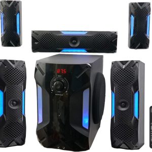 Rockville HTS56 1000W 5.1 Channel Home Theater System, Bluetooth, USB, 8" Subwoofer, LED Light Effects, Remote Control, Optical Input, for Movies, Music & Karaoke
