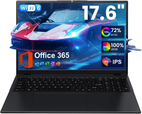 jumper 17.6 Inch Laptop with Office 365, 100% sRGB FHD Display, 16GB RAM 1TB SSD+128GB Storage, N5095 CPU, Windows 11, Backlit Keyboard, 7000mAh, WiFi-6, Laptops Computer for Students and Business
