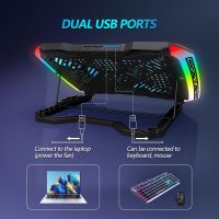 Laptop Cooling Pad, Gaming Laptop Cooler with 9 Quiet Fans, Laptop Cooling Stand for 12-17 Inch, Laptop Computer Fan with 5 Height Adjustable,2 USB Ports,1 Phone Stand - Image 4