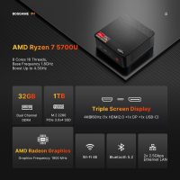 P4 Mini PC, AMD Ryzen 7 5700U, 32GB DDR4 RAM 1TB PCIe 3.0 SSD,Small Gaming Computer Supports 4K Triple Display,Dual LAN 2.5GbE,WiFi6E,BT5.2 - Image 2