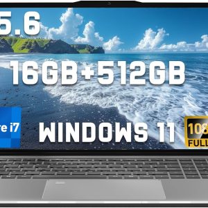 2025 Latest 15.6" Laptop Compatible with Windows 11, i7-6500U Processor, 16GB RAM, 512GB SSD, 1080p FHD Display, Backlit Keyboard, WiFi5, Bluetooth5, Fingerprint, Webcam, Mini-HDMI, TF Card Slot, Grey