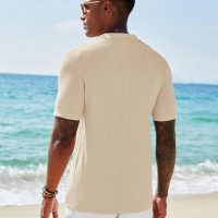 COOFANDY Men's Short Sleeve Knit Shirts Casual Button Down Polo Shirt Fashion Summer Beach Tops - Image 4
