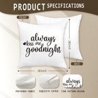Always Kiss Me Goodnight Pillow Covers 18x18,Inspirational Decorative Throw Pillow Covers, for Decoration Farmhouse Home Living Room - Image 2