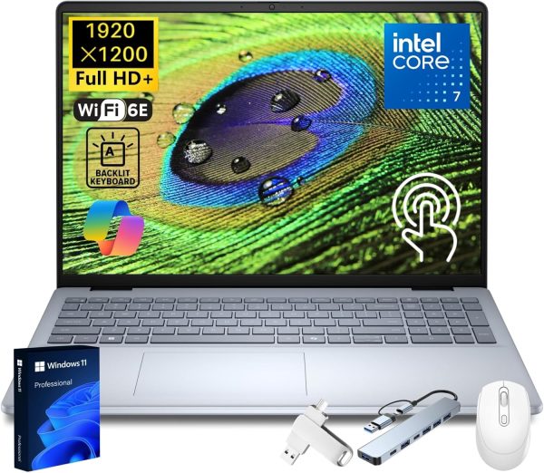 Dell 2025 Inspiron 16 5640 Touchscreen Business Laptop, 16 inch FHD+ WUXGA, Intel 7 150U(Up to 5.4GHz), 64 GB DDR5, 2 TB SSD, FHD Cam, Backlit Keyboard, Fingerprint Reader, Windows 11 Pro, Accessories