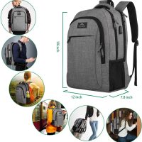 MATEIN Travel Laptop Backpack, Business Anti Theft Slim Sturdy Laptops Backpack with USB Charging Port, Water Resistant College School Computer Bag Gift for Men & Women Fits 15.6 Inch Notebook, Grey - Image 4