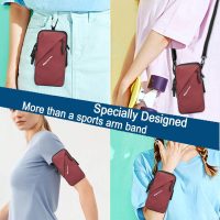 Cell Phone Holder, Small Crossbody Shoulder Holsters Bag with Arm Band, Fits iPhone and Android, Use for Running, Walking, Hiking & Biking (6.7 Inches, Red) - Image 3