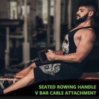 Double D Row Handle Cable Attachment for Weight Workout, Steel with Non-Slip Rubber Grip (Black) - Image 6