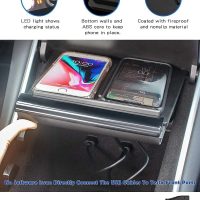 TAPTES Wireless Charger for Tesla Model 3 2017 2018 2019 2020, Dual Phone Charging Pad for Tesla Model 3 Accessories, Car Center Console Interior, Compatible with iPhone & Smartphones, Black - Image 4