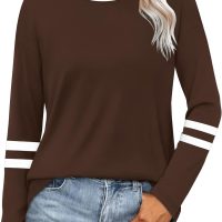SAMPEEL Long Sleeve Shirts for Women Color Block Casual Tops Fall Outfits 2025 Basic Tees Trendy Clothes - Image 2