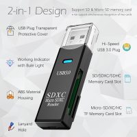USB3.0 Micro SD Card Reader, 5Gbps 2-in-1 SD Card Reader to USB Adapter, Wansurs Memory Card Reader for SDXC, SDHC, MMC, RS-MMC, Micro SDXC, Micro SD, Micro SDHC and UHS-I Cards (1Pack Black) - Image 2