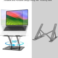 Adjustable Laptop Stand, Computer Stand with 360 Rotating Base, Ergonomic Laptop Riser Mount for Desk Foldable Protable Computer Desk Fits with MacBook Pro Air (10-16") - Black - Image 2