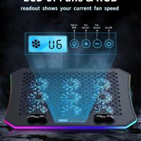 KeiBn Upgraded Gaming Laptop Cooler Pad with 9 Quiet RGB Fans, Cooling Pad for 15.6-17.3 Inch Laptops with 7 Height Stands, 2 USB Ports, Phone Stand-Blue - Image 4