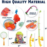 CozyBomB™ Magnetic Fishing Toys Game Set for Kids | Water Table Bathtub Kiddie Pool Party & Pole Rod Net, Plastic Floating Fish Toddler Color Ocean Sea Animals Birthday Age 3 4 5 6 Year - Image 3