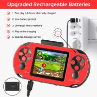16 Bit Handheld Game for Kids Adults, 3.0'' Large Screen Preloaded 230 HD Classic Retro Video Games with USB Rechargeable Battery & 3 Game Cartridges for Birthday Gift for Kids 4-12 (Red) - Image 4