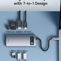 Baseus USB C to HDMI Adapter, 4K@60Hz USB C Docking Station, 7 in 1 USB C Hub with 3 USB-A, PD 100W, TF/SD Card Reader, Compatible for iPhone 15/Mac/Dell/Acer/HP/ASUS/Steam Deck/Rog Ally - Image 2