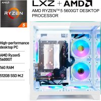 LXZ Desktop PC Computer Ryzen 5-5600GT, 16G DDR4 RAM, 512G NVME SSD, Tower Computer with Wi-Fi & 400W Power Supply for Working, Home and Office (White) - Image 2