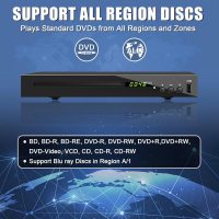 HD Blu Ray Player, Blue Ray/DVD/CD Player for TV, Play Region A/1 Blu-ray Disc and All Region DVD Discs, Blu-ray DVD Player with HDMI/AV/Coaxial Output, USB Input, Built-in PAL NTSC (Zone 1 Blu-ray) - Image 4