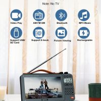 720P 7Inch Screen AM FM Movie Video Radio with Bluetooth Speaker, Rechargeable Digital Shortwave MP3 MP4 Player Radio, Support USB/Micro SD Card, Loud Speaker and Headphone Jack (NO TV) - Image 2