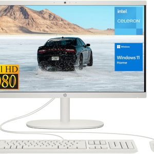 HP 2022 All-in-One Desktop, 21.5" FHD Display, Intel Celeron J4025 Processor, 8GB RAM, 256GB PCIe SSD, Webcam, WiFi, HDMI, RJ-45, Wired Keyboard&Mouse, Windows 11 Home, White