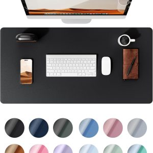 YSAGi Leather Desk Pad Protector, Office Desk Mat, Large Mouse Pad, Non-Slip PU Leather Desk Blotter, Laptop Desk Pad, Waterproof Desk Writing Pad for Office and Home (Black, 23.6" x 13.8")