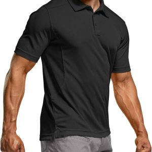 CQR Men's Polo Shirts, Tactical Short Sleeve Golf Performance Shirts, Lightweight Dry Fit UPF 50+ Pique
