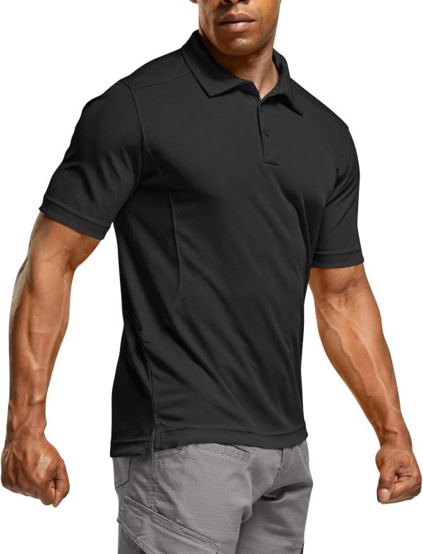 CQR Men's Polo Shirts, Tactical Short Sleeve Golf Performance Shirts, Lightweight Dry Fit UPF 50+ Pique