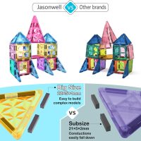 Jasonwell 110PCS Magnetic Tiles Building Blocks Set for Boys Girls Preschool Educational Magnet Construction Kit Stacking STEM Toys Christmas Birthday Gifts for Kids Toddlers 3 4 5 6 7 8 9 + Year Old - Image 3