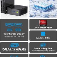 GMKtec Gaming Mini PC K8 Plus AMD Ryzen 7 8845HS(8C/16T, up to 5.1GHz) 64GB DDR5 RAM 1TB SSD, Desktop Computer Dual NIC 2.5G, HDMI 2.1, USB4 - Image 2