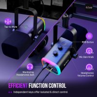 FIFINE XLR/USB Gaming Microphone Set, Dynamic PC Mic for Streaming Podcasting, Computer RGB Mic Kit with Boom Arm Stand, Mute Button, Headphones Jack, for Recording Vocal Voice-Over-AmpliGame AM8T - Image 8