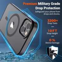 SUPFINE Magnetic for iPhone 14 Case & iPhone 13 Case (Compatible with MagSafe)(Military Grade Drop Protection) Translucent Matte Shockproof Phone Cover,Black - Image 3