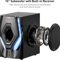 Bobtot Home Theater Systems Surround Sound Speakers - 1200 Watts 10 inch Subwoofer 5.1/2.1 Channel Audio Stereo System with HDMI ARC Optical Bluetooth Input for 4K TV Ultra HD AV DVD FM Radio USB - Image 4