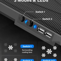 Kootek Laptop Cooling Pad, Laptop Cooler with 5 Quiet Fans for 12"-17" Computer PC Notebook Gaming Laptop Fan, Height Adjustable Laptop Cooling Stand Laptop Accessories, Blue - Image 4