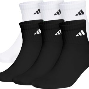 adidas Men's Socks, Athletic Cushioned Quarter 6-Pack, Ankle Fit with Arch Support
