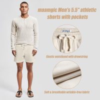 maamgic Mens Athletic Gym Shorts 5.5" Elastic Waist Casual Pajama Pocket Jogger Men Workout Short Pants - Image 3