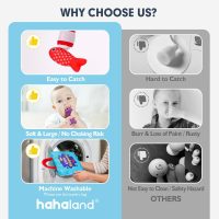 hahaland Montessori Toys for 1 Year Old - 10 in 1 Cloth Toddler Fishing Game with Stacking Cups, Baby Toy 12-18 Months One Year Old Boy Birthday Gift, Toddler Toys for 1 2 Year Old Boy Girl Gifts - Image 6