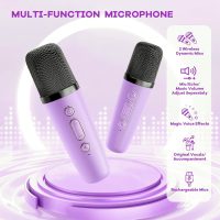 YLL Mini Karaoke Machine with 2 Wireless Microphones, TOP Kids Gifts for Girls Ages 3, 4, 5, 6, 7, 8, 9,10,11,12 +Year Old, 4-12 Years Old Birthday Toy Gift for Girls Boys Party (Purple) - Image 6