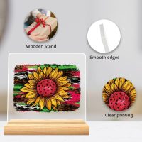 Sunflower Summer Decor Gifts for Women Men Friends Summer Holiday Decor Clear Acrylic Beach Decorations Sign for Home Office Table Mantel Shelf 4 x 4 Inch - Image 2
