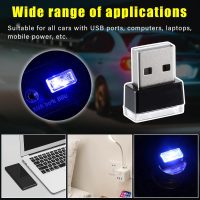 Augeny 4 PCS USB LED Car Interior Atmosphere Lamp, Plug-in USB Decor Night Light, Portable Auto Ambient Lighting Kit, Universal Vehicle Interior Accessories for Most Cars (Blue) - Image 6